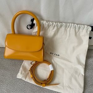 NWOT By Far orange mini tote handbag crossbody